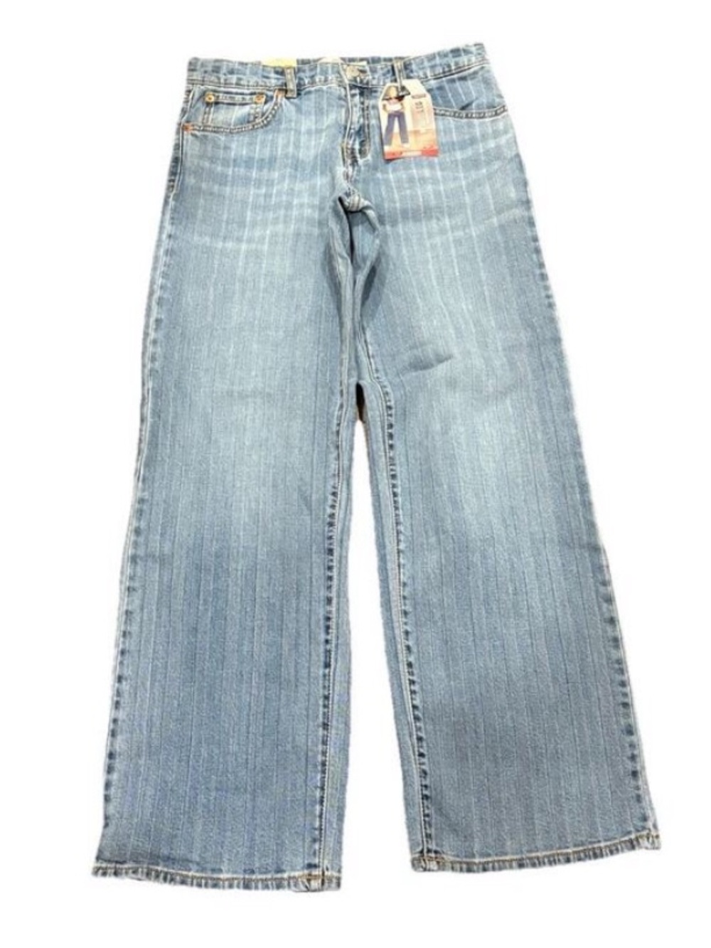 Levi's Wide Leg Jeans NWT Stretch Mid Rise Relaxed Fit Denim Girls 14 Adjustable